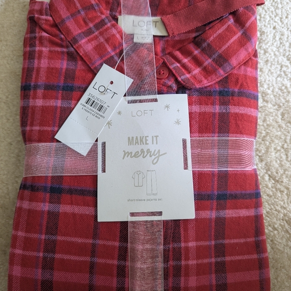 NWT LOFT Ruby Rust red plaid Pajamas large - Picture 4 of 4